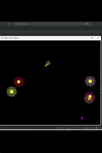Advanced Python Code 🔥| Design Animated flower | Smart Design Tricks in Python 🐍 | #Shorts