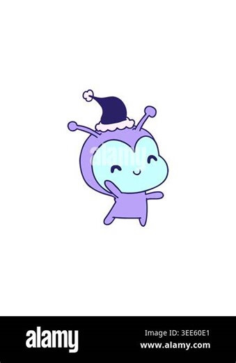 sales flash animation of hand drawn christmas cartoon of kawaii alien Stock Video Footage - Alamy