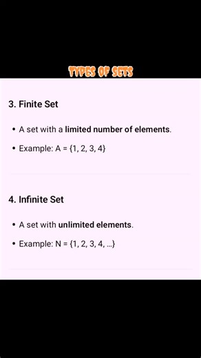 Mathematics Hub on Instagram: "Types of sets #viralreels #viral #maths #solve"
