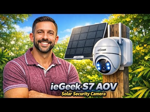 ieGeek S7 AOV Solar Security Camera - 24/7 AOV System, 100ft (30m) Long Range Detection, AI Tracking