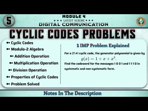 5 Cyclic Codes - Concept + 1 IMP Problems Explained Module 4 | 5th Sem Digital Communication EC VTU