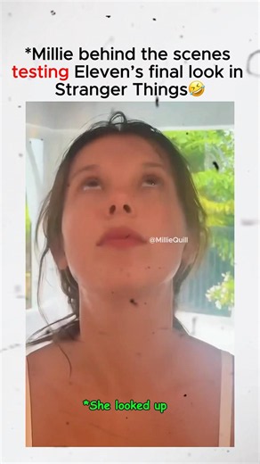 Millie behind the scenes testing Eleven’s final look in Stranger Things #Milliebobbybrown