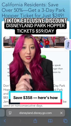 🎉 Disneyland tickets for just $59/day when you book through the green location tag 🏰💫 TikTok’s new booking feature lets you tap the location tag on videos like this to book hotels & experiences. And right now Disneyland tickets are the cheapest they’ve been in YEARS 👇 ✨ Disney standard price is $535 for a 3-day Park Hopper: ✨ Disney promo price: 50% off ✨ Viator website price: 11% off ✨ Book on TikTok price: 20% off ➡️ TOTAL: $177 for 3 days = $59/day 😱 📅 Use any 3 days between Jan 1 – May