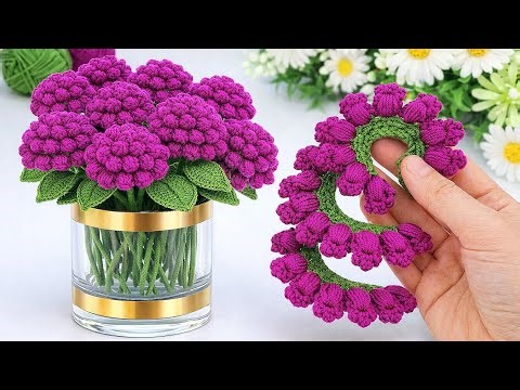 WOW! 🌸 3D Crochet Bud Flower Tutorial | Stunning Puffy Flower Motif for Beginners