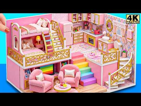 Make Next Level Pink Princess House with Hidden Spaces and Bunk Bed 💖✨ | DIY Miniature House