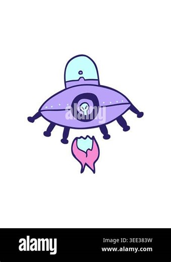 attention grabbing animation of cartoon doodle alien spaceship Stock Video Footage - Alamy