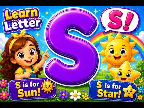 Letter S for Kids – Learn S Words (Sun & Star)