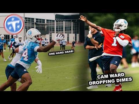 Carnell Tate UNREAL ONE HAND GRAB + Cam Ward PRECISION 🎯 | Titans OTA Highlights