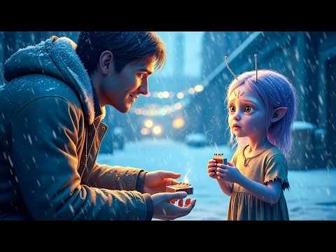🎄 Alien Girl Sold Matches in the Snow — Until a Human Dad Took Her Home for Christmas