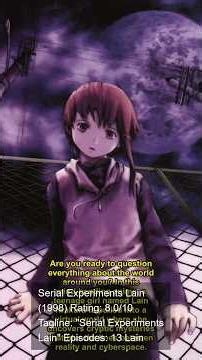 Serial Experiments Lain (1998) Rating: 8.0/10 Tagline: "Serial Experiments Lain" Episodes: 13 Lain