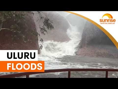 Torrential rain transforms Uluru into waterfall | Sunrise