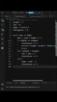 Binary search algorithm in python #coding in python #learntocode #programming