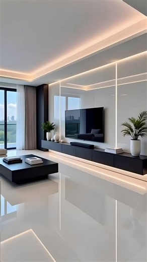 Dreamy Home Aesthetics: Warm Spaces for Cozy, Elegant Living | Tv units with mirror design, Tv unit with light ceiling design, Livspace interior