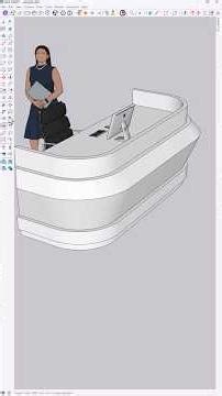 This custom reception desk was modeled in SketchUp using only Follow Me and Solid Tools #sketchup