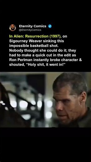 In Alien: Resurrection (1997), on Sigourney Weaver sinking this impossible basketball shot.