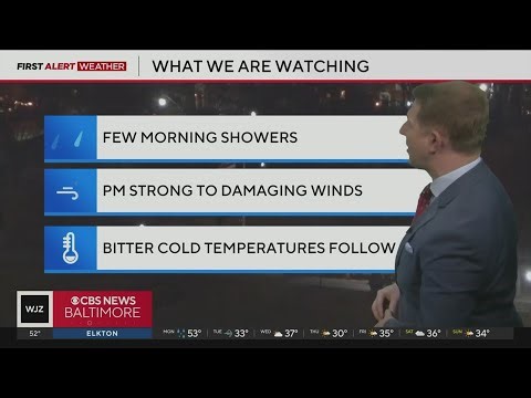 Rain followed by strong winds, bitter cold to start week in Maryland