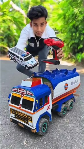 Police Car And Rc Indian Oil Truck Unboxing🔥😍 #nazibkatoys #toyscar #foryou #250kfollowers #1millionviews