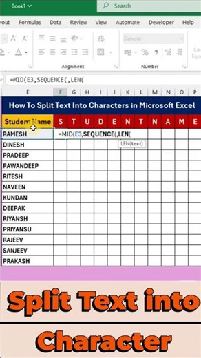 Split Character in Excel. #excel