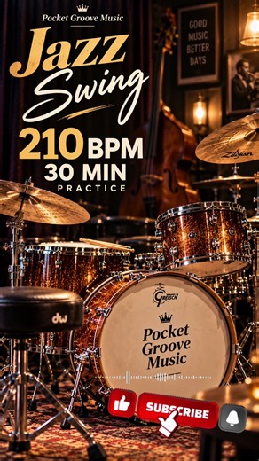 🥁 210 BPM Jazz Swing Drum Beat | Fast Tempo Practice Groove #Shorts