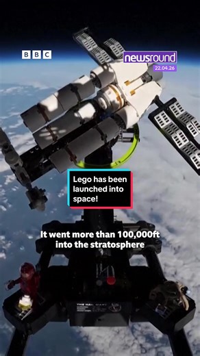 A Lego space shuttle has made the history books and set the record for the highest altitude ever reached by a Lego set! #lego #space #record #news #newsround