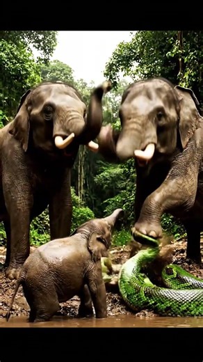 Python vs Baby Elephant Incredible Survival at Riverbank