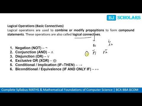 Propositions | logical operations (basic connectives) | BCA | BBA | Maths | Mathematical Foundation