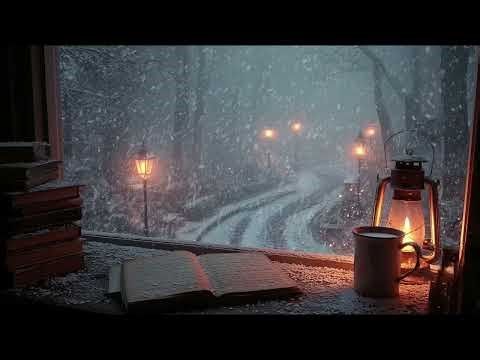 “Snowfall Beyond the Window — Lantern Light for Reading, Writing & Study | Dark Academia Ambience”