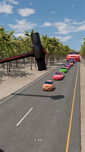 Colourful Small to Big Cars vs Giant Hammer 🤯 Very Epic Moments - BeamNG.Drive