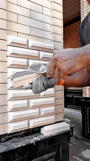 Decorative Brick Installation Work Tool Using Manual Masonry Trowel #worktool