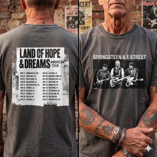 Comfort Colors Bruce Springsteen Tour 2026 T-shirt, Bruce Springsteen Land of Hope & Dreams Tour 2-sided Shirt, Bruce Springsteen Fan Gift - Etsy UK