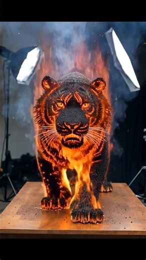 Tiger 🐅 #fire #aivideo #100kview #burning #dragon #shortsfeed #lion #mann #tiger #short #fyp #subscr