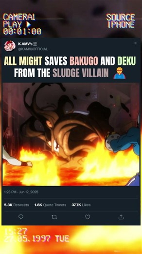 ALL MIGHT SAVES BAKUGO AND DEKU FROM THE SLUDGE VILLAIN 🦸 | #anime #animeedit #myheroacademia