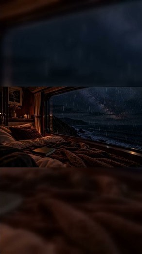 Thunderstorm Sounds for Sleeping 🌧️⚡🚆 | Cozy Night Train by the Sea #shorts