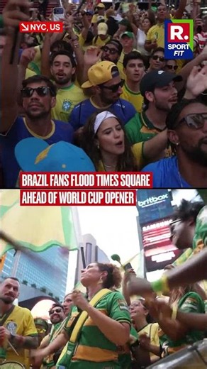 Brazil Fans Flood Times Square Ahead of World Cup Clash Against Morocco