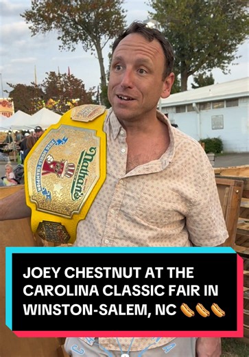 Joey Chestnut at the Carolina Classic Fair in Winston-Salem, North Carolina @JoeyChestnut #JoeyChestnut #HotDog #America #USA #Food
