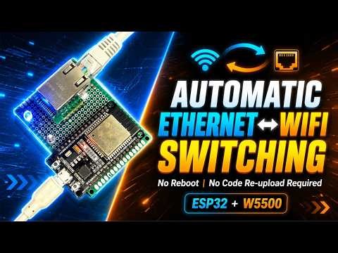 ESP32 Automatic Ethernet & WiFi Switching | No Reboot | No Code Re-upload Required | W5500 + WiFi