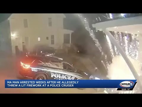 Man arrested after video shows thrown firework exploding near officer in New Hampshire