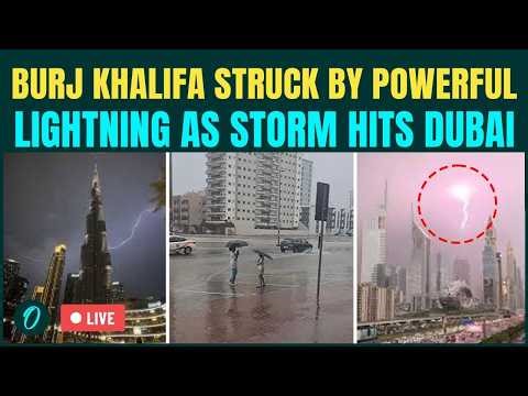 UAE Rain LIVE: Burj Khalifa Flashed By Lightning As Rain And Thunderstorm Engulf Dubai |WATCH