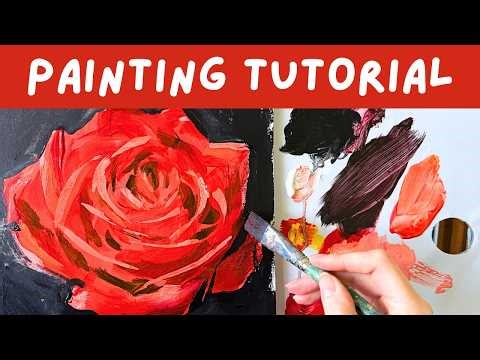 How to Paint a Red Rose in Acrylics 🌹 [step by step tutorial]