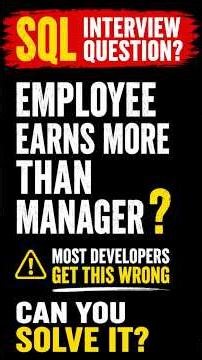 SQL Self Join Interview Question | Employees Earning More Than Their Manager #shorts #sql #coding