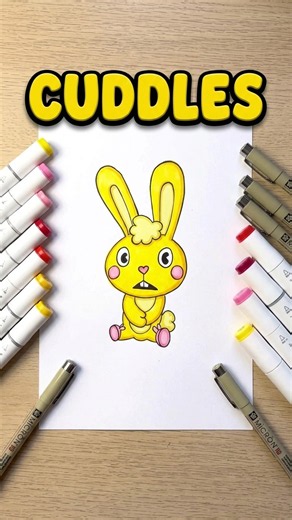🐰 Cuddles from Happy Tree Friends 🎬✏️ Cute Bunny Art 🌼✨ #shorts #drawing #RavlykArt