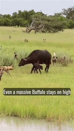 Wild Dogs Attack Just Born Buffalo Calf
