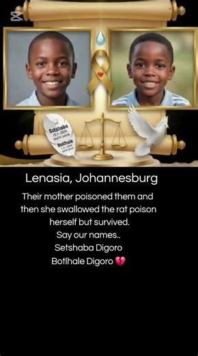Nonhlanhla Digoro, 38, has been sentenced on 16 October 2026, to 40 years in prison after poisoning her two young sons, Setshaba (10) and Botlhale (8), in a devastating case that shocked the Lenasia community, south of Johannesburg. 😢💔 The tragedy involved the poisoning of both children, followed by Digoro swallowing the toxic substance herself in an apparent suicide attempt. She survived. Earlier reports indicated that Digoro was accused of administering rat poison to her two sons in an incid