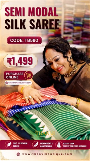 Semi Modal Silk Saree Collections 💕| CODE:TB580 #thanviboutique #saree