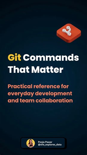 Dr. Pooja | Python | SQL | Power BI | Excel on Instagram: "Git Commands Every Engineer Should Know Git is not just a version control tool. It is the backbone of modern collaboration, clean code history, and reliable deployments. This post highlights essential Git commands that engineers use daily, from initializing repositories and managing branches to staging changes, collaborating with teams, and handling advanced scenarios like debugging commits or reviewing file history. If you work with cod