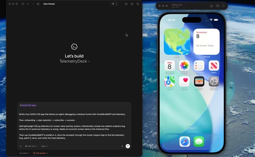 Telemetry is a very important concept when working with agents; it allows them to work autonomously for longer.Watch Codex build an iOS onboarding and checkout flow, drive it using @xcodebuildmcp and debug analytics events using telemetry the agent added itself.