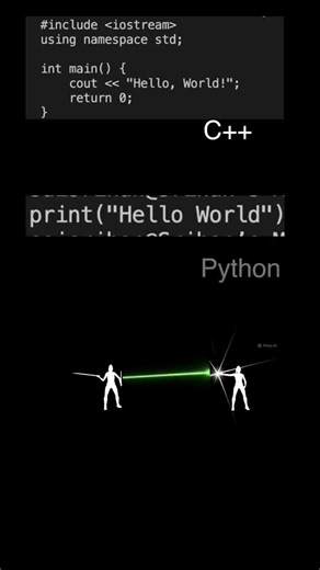 Python vs C++ Hello World 🤯 Which Code Is Easier? #programming #python #cpplus #cppcast