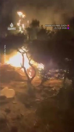 Israeli strike kills two, setting tents ablaze in humanitarian corridor of Gaza | AJ #shorts