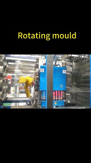 Rotating cube mould , the machine is ENGEL all-electric injection machine