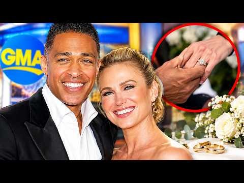 You're Just Telling Me Now Amy Robach's Podcast Wedding Date Shock Leaves T J Holmes Squirming